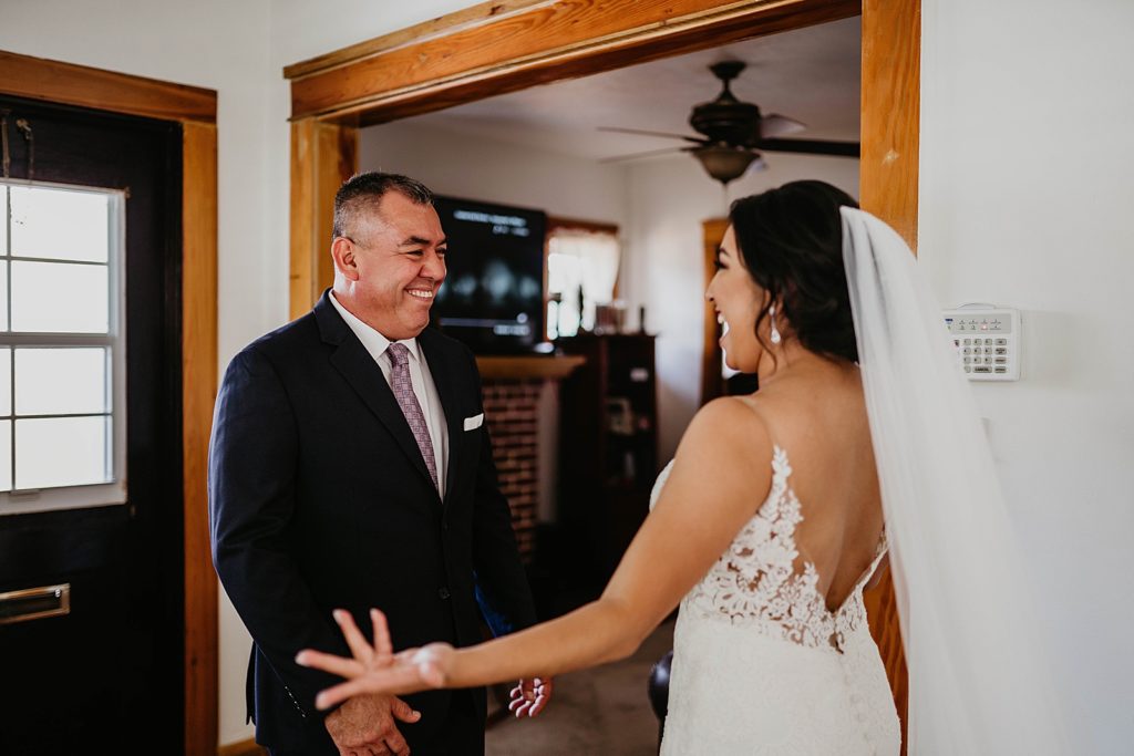 Father's reaction to Bride in wedding dress