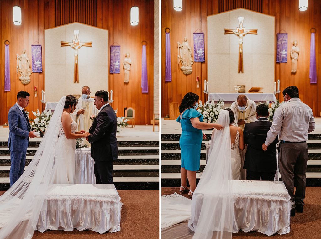 Bride and Groom hand in hand for formal Ceremony