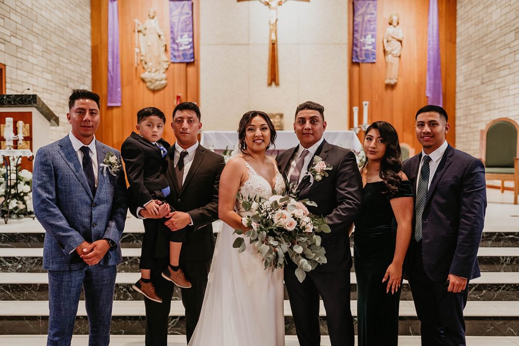 Bride and Groom wedding party portrait