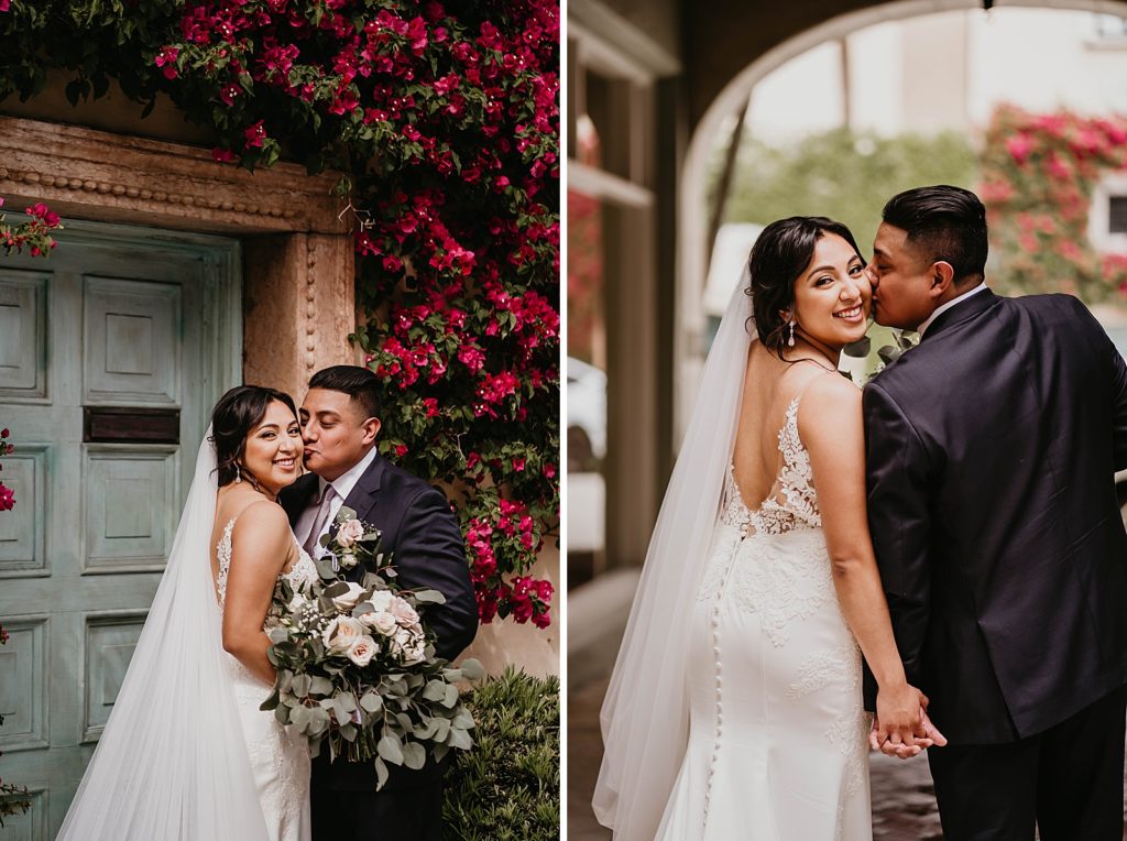 Groom kissing Bride on the cheek