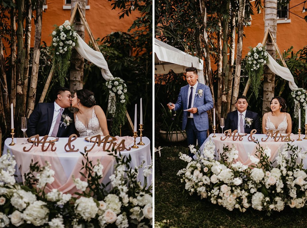 Best man toast by sweetheart table