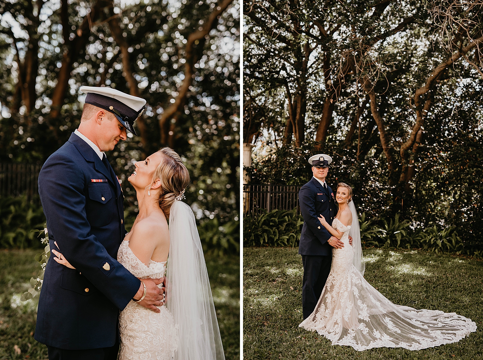 Bride and Groom hugging each other and posing for portrait