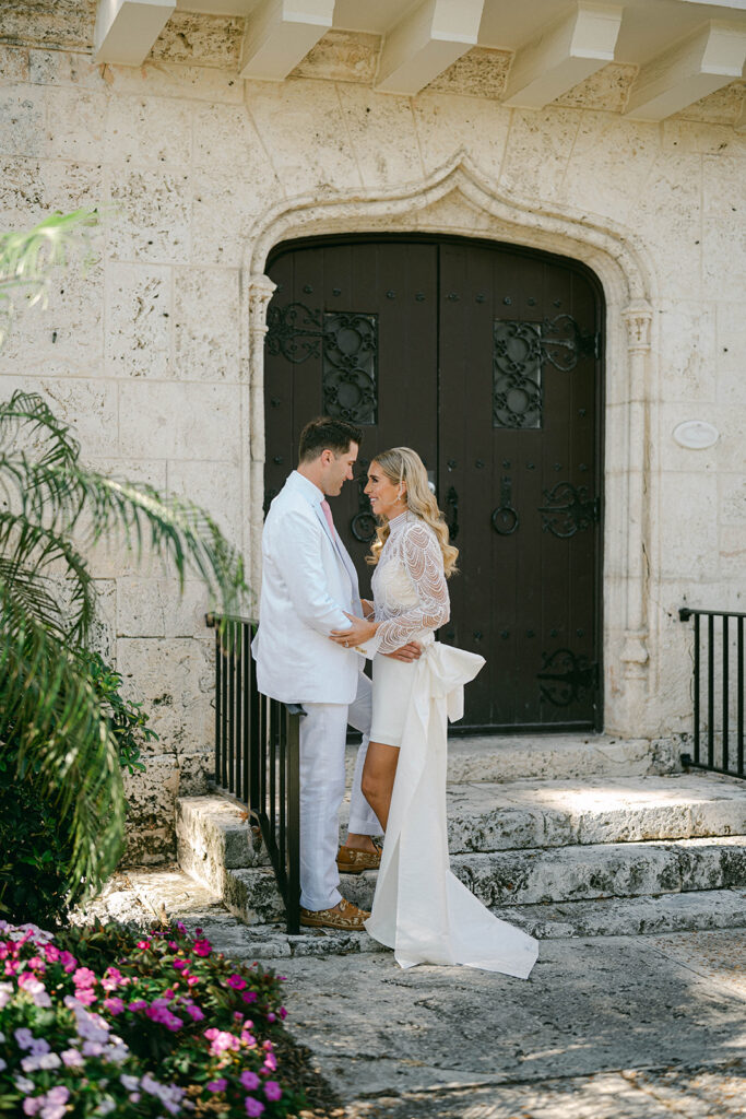 Bride and groom by the Intracoastal Waterway at The Boca Raton