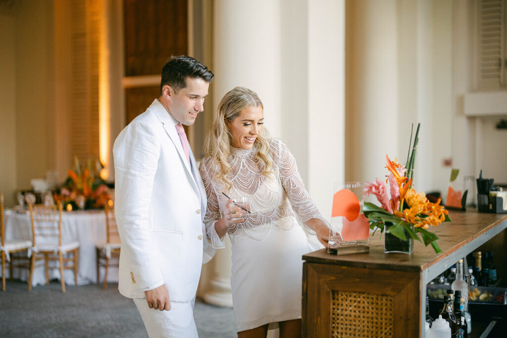 Wedding guests at cocktail hour at The Boca Raton