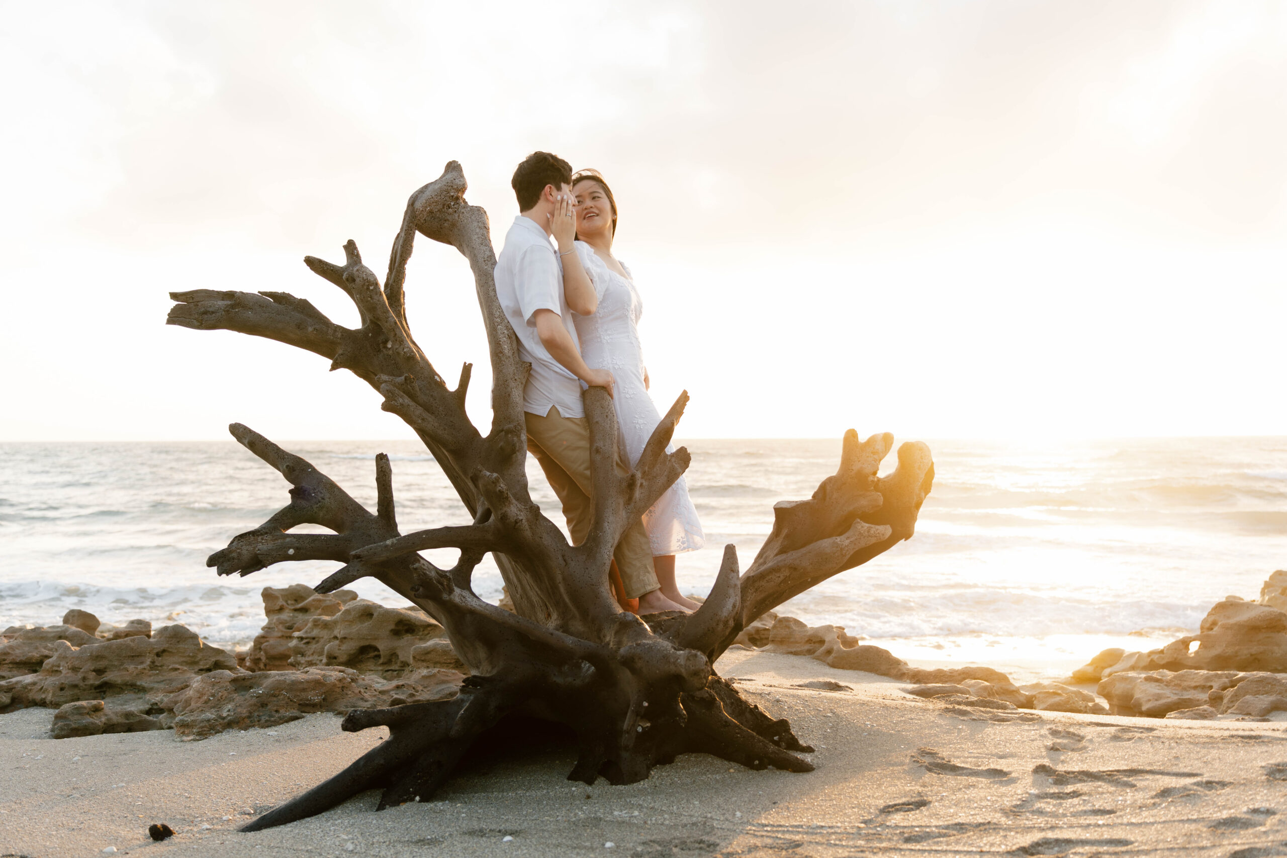 Coral Cove Beach Blowing Rocks Engagement Photos by South Florida Engagement Photographer Krystal Capone Photography