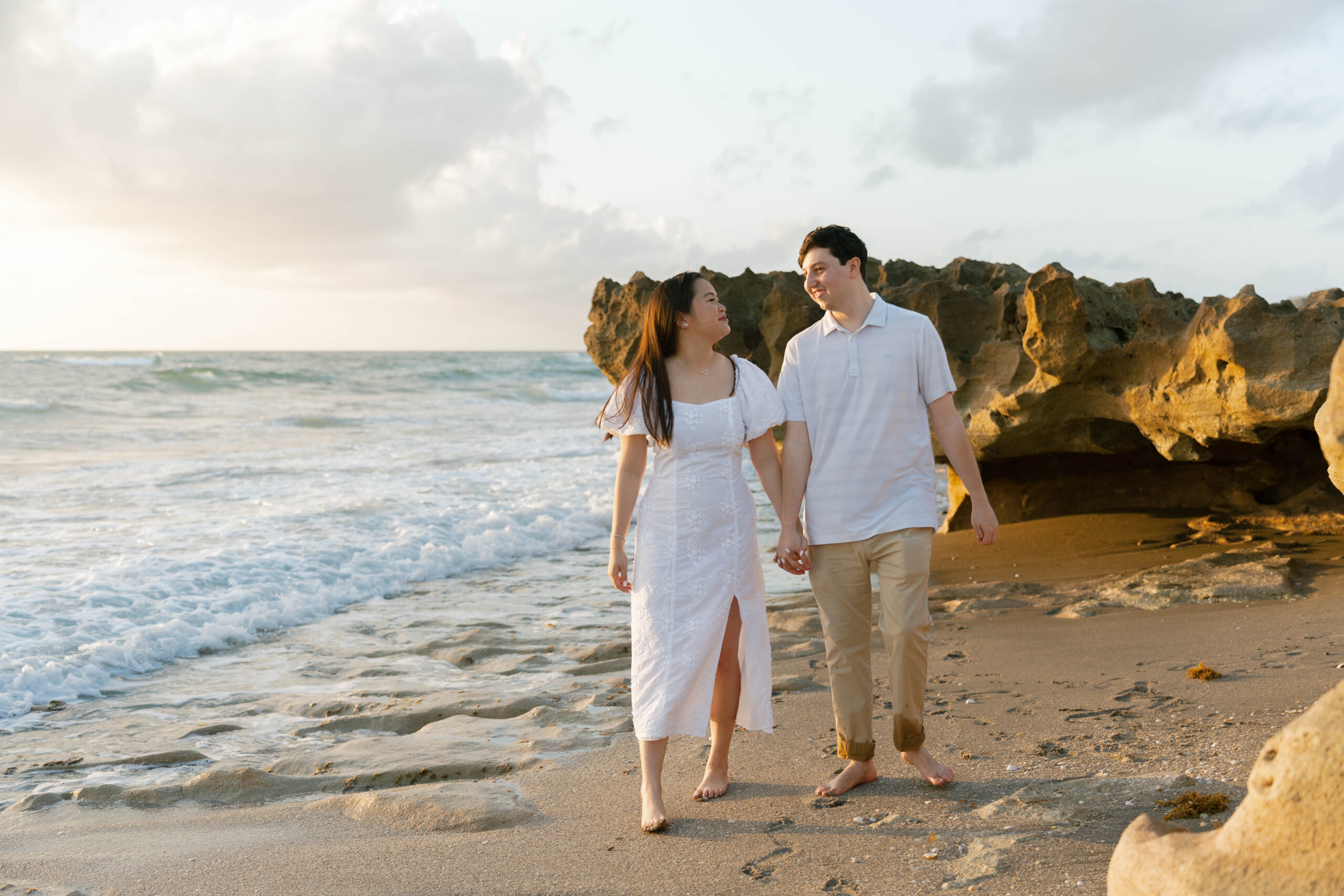 Coral Cove Beach Blowing Rocks Engagement Photos by South Florida Engagement Photographer Krystal Capone Photography