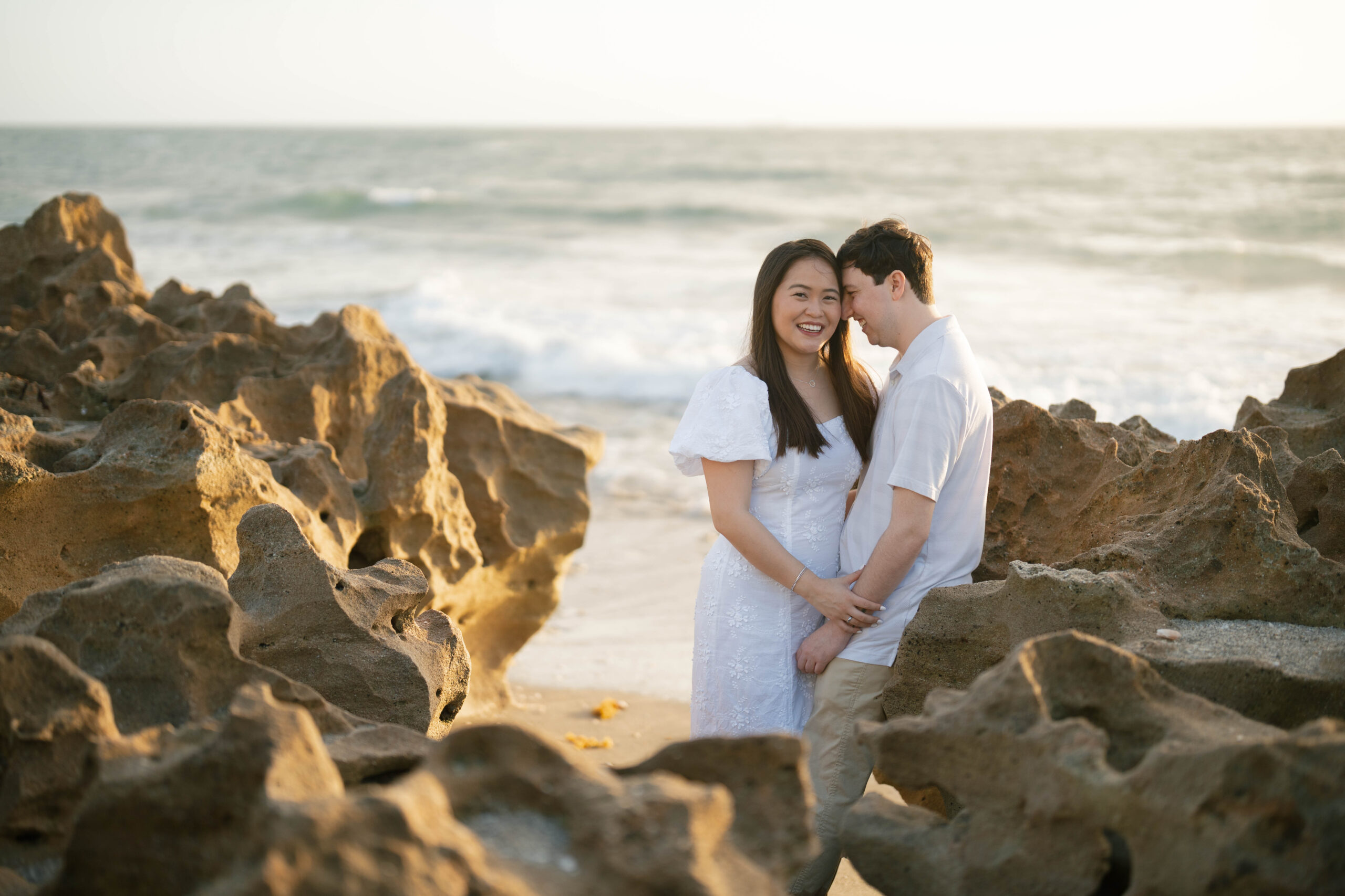 Coral Cove Beach Blowing Rocks Engagement Photos by South Florida Engagement Photographer Krystal Capone Photography