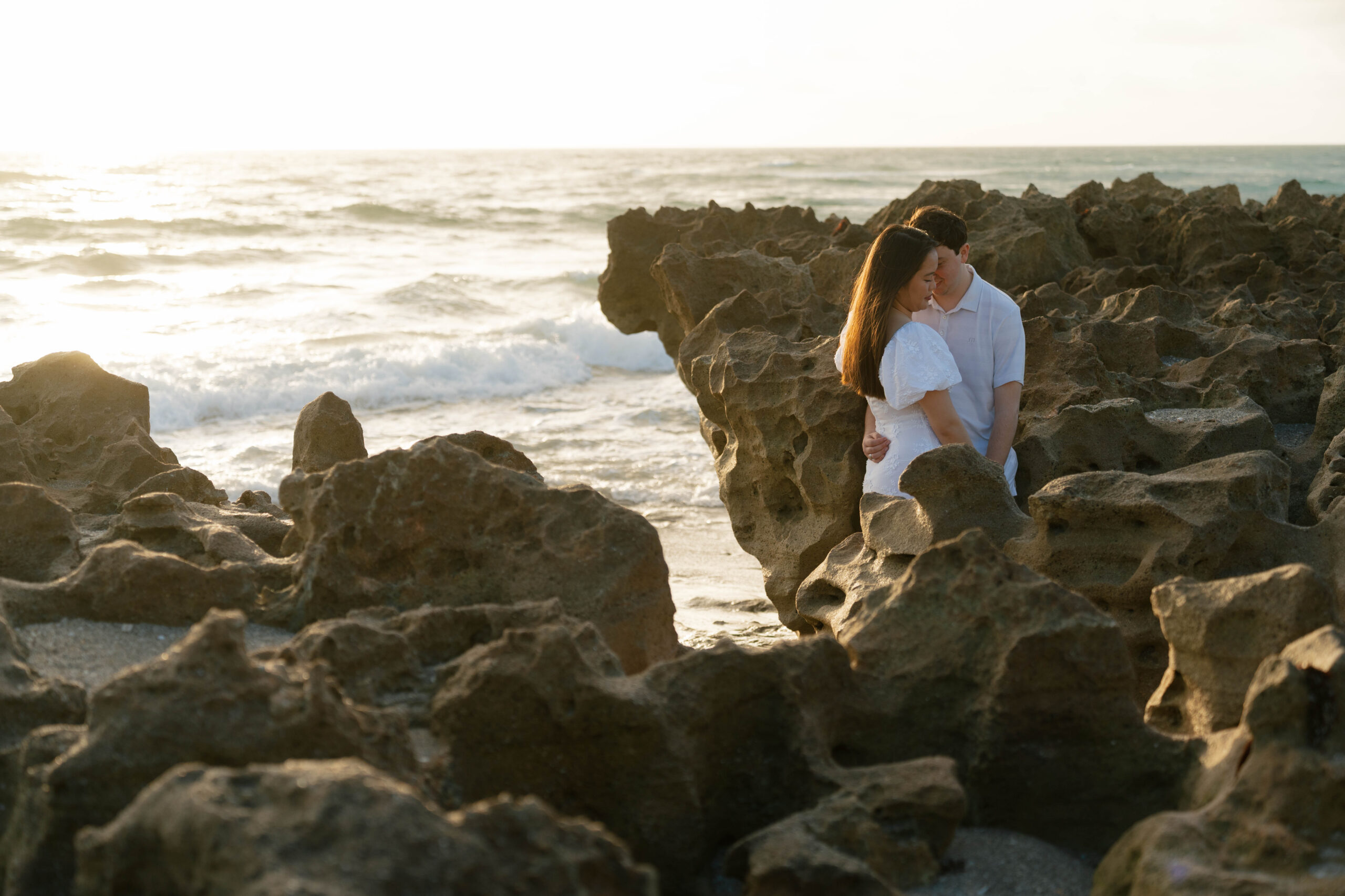 Coral Cove Beach Blowing Rocks Engagement Photos by South Florida Engagement Photographer Krystal Capone Photography