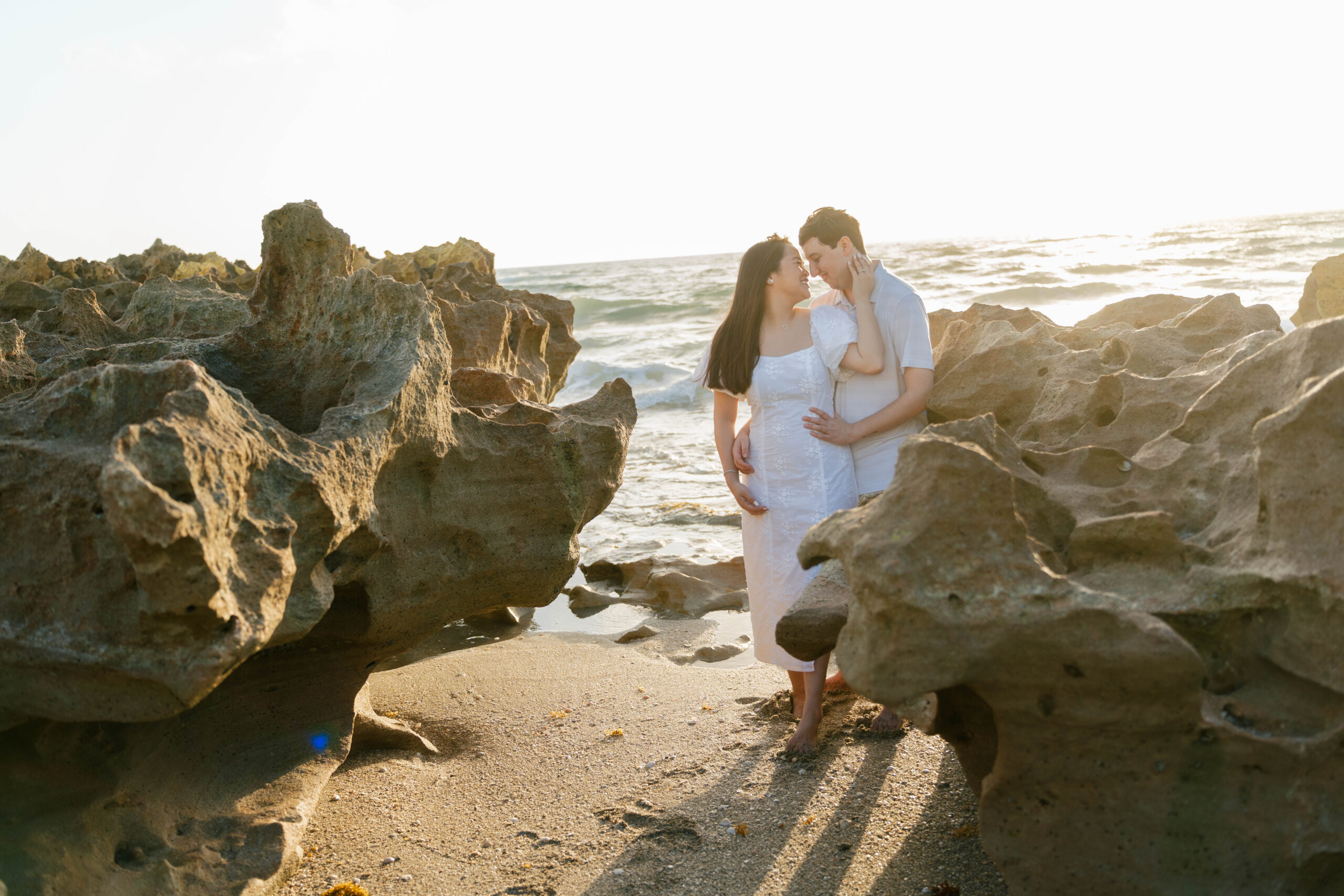 Coral Cove Beach Blowing Rocks Engagement Photos by South Florida Engagement Photographer Krystal Capone Photography