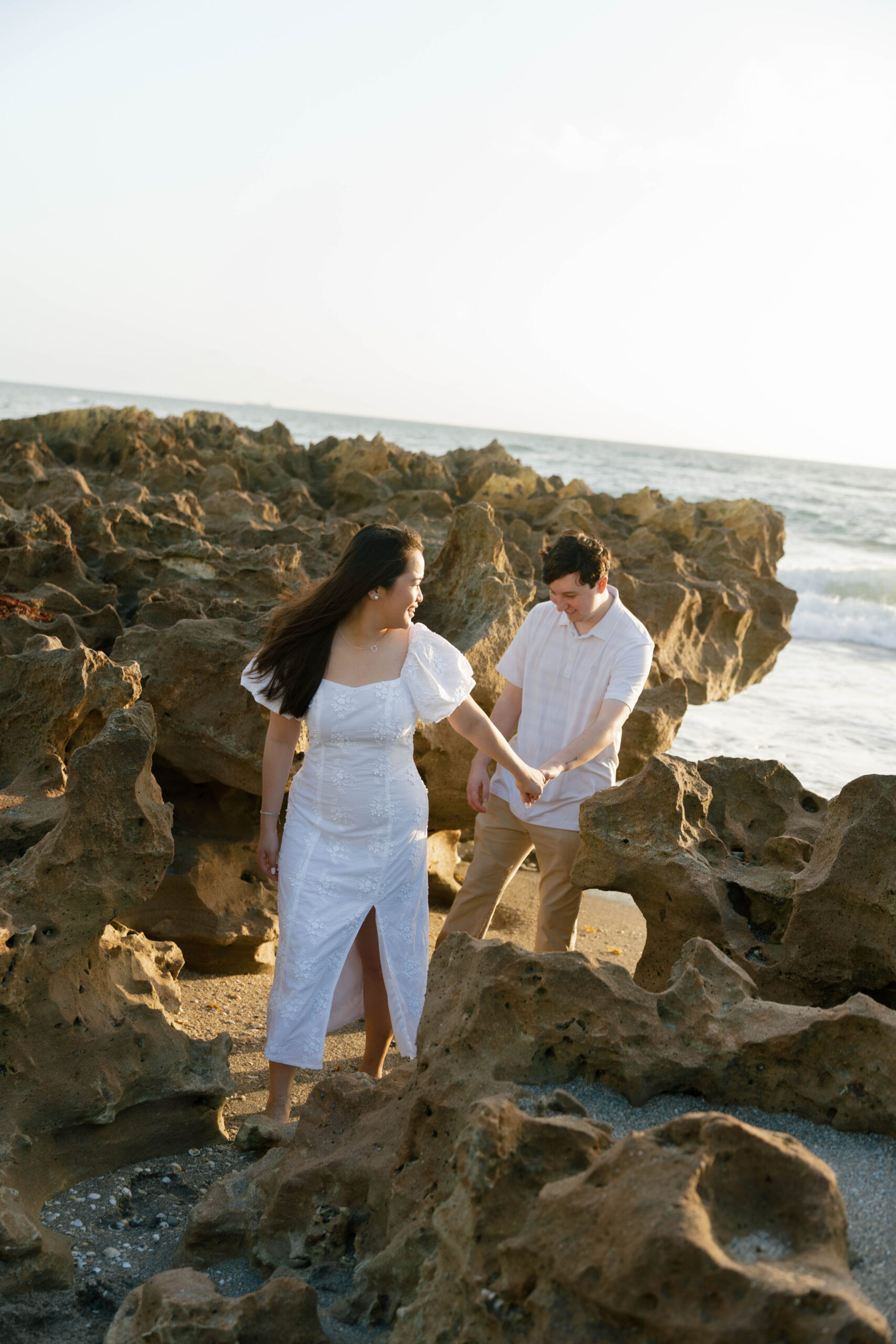 Coral Cove Beach Blowing Rocks Engagement Photos by South Florida Engagement Photographer Krystal Capone Photography