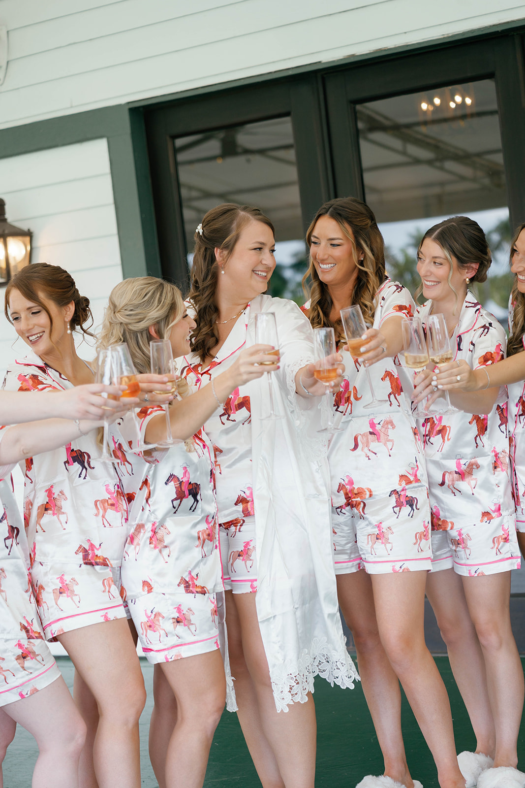 Bridesmaids in matching robes