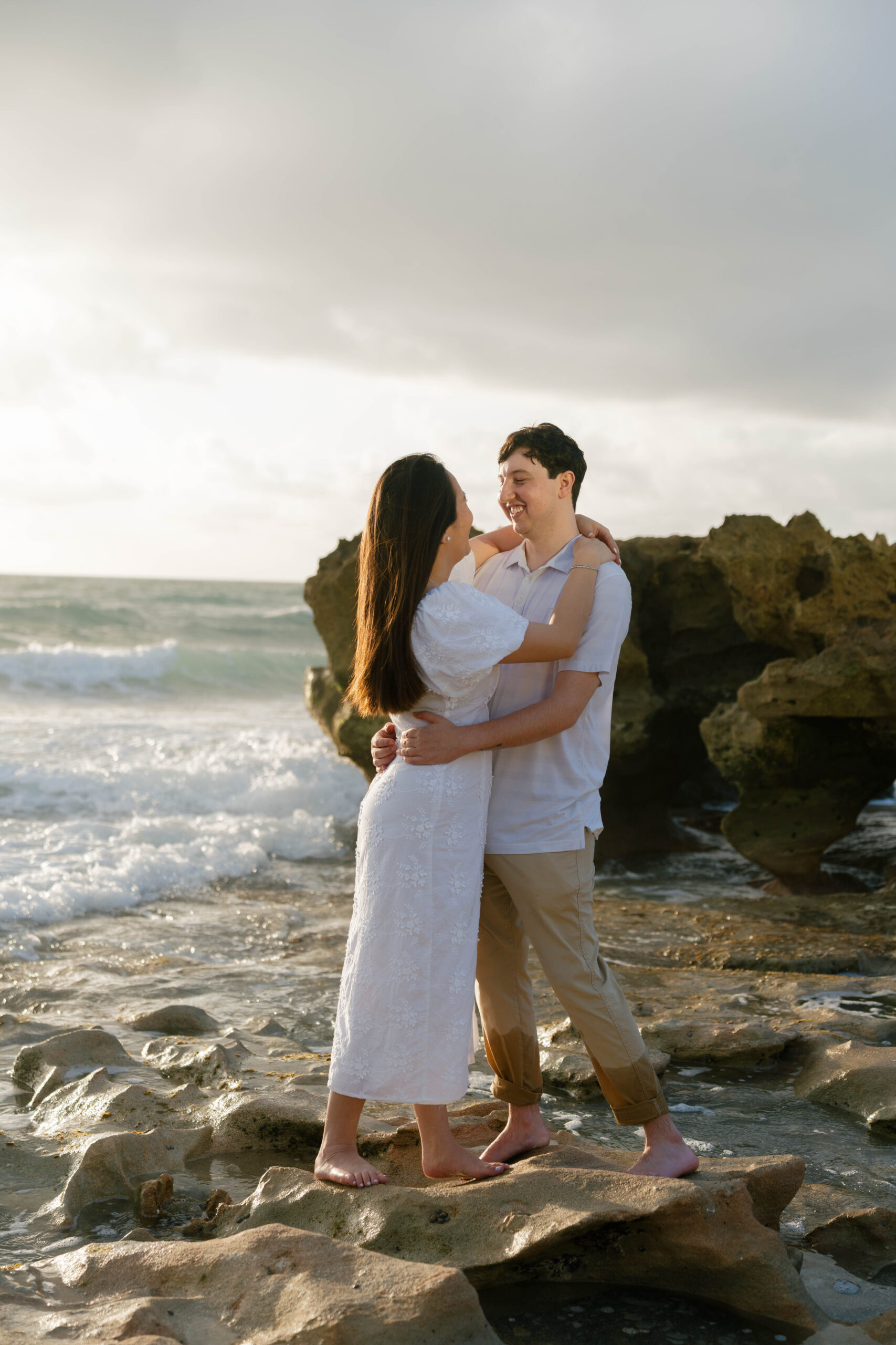 Coral Cove Beach Blowing Rocks Engagement Photos by South Florida Engagement Photographer Krystal Capone Photography