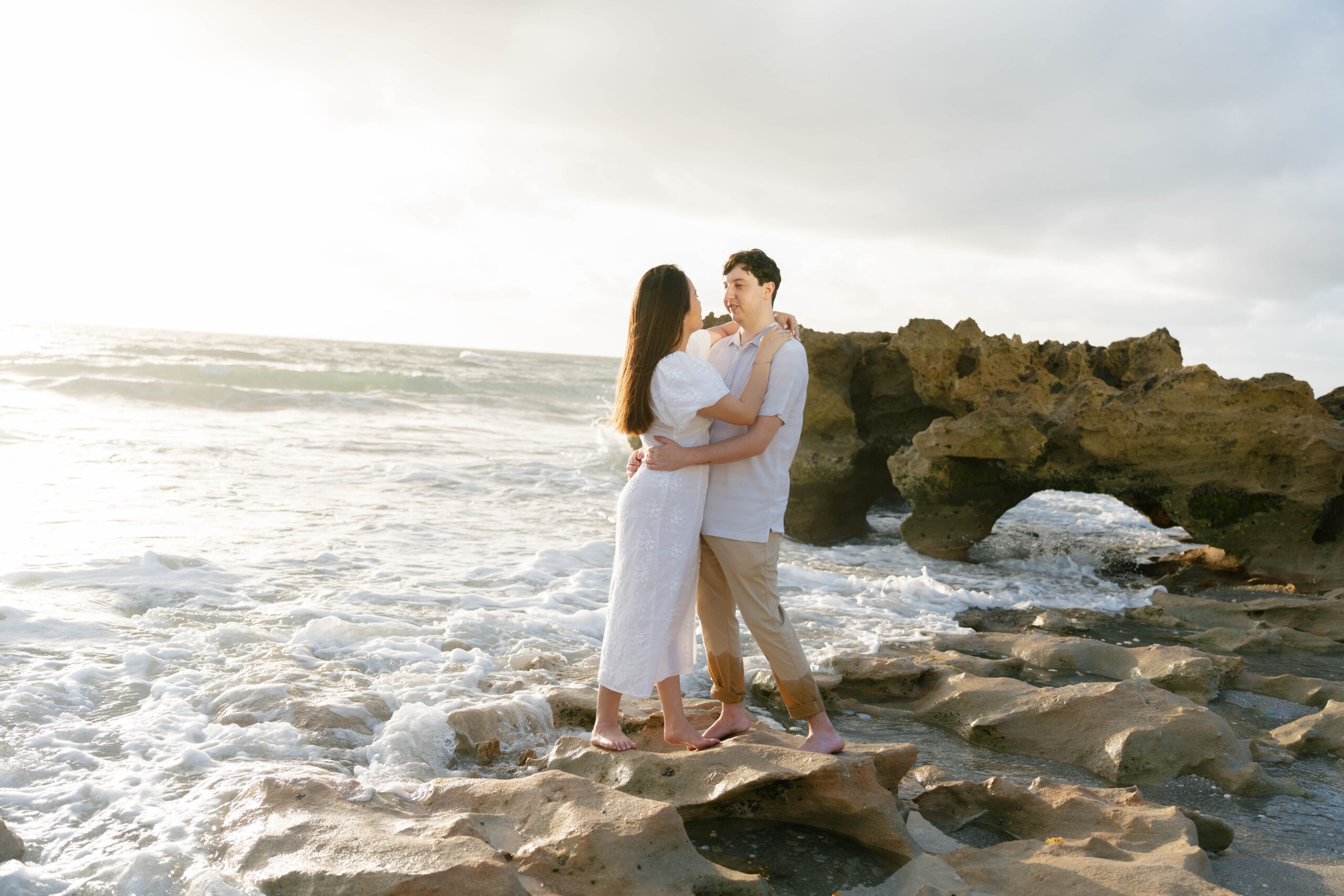 Coral Cove Beach Blowing Rocks Engagement Photos by South Florida Engagement Photographer Krystal Capone Photography