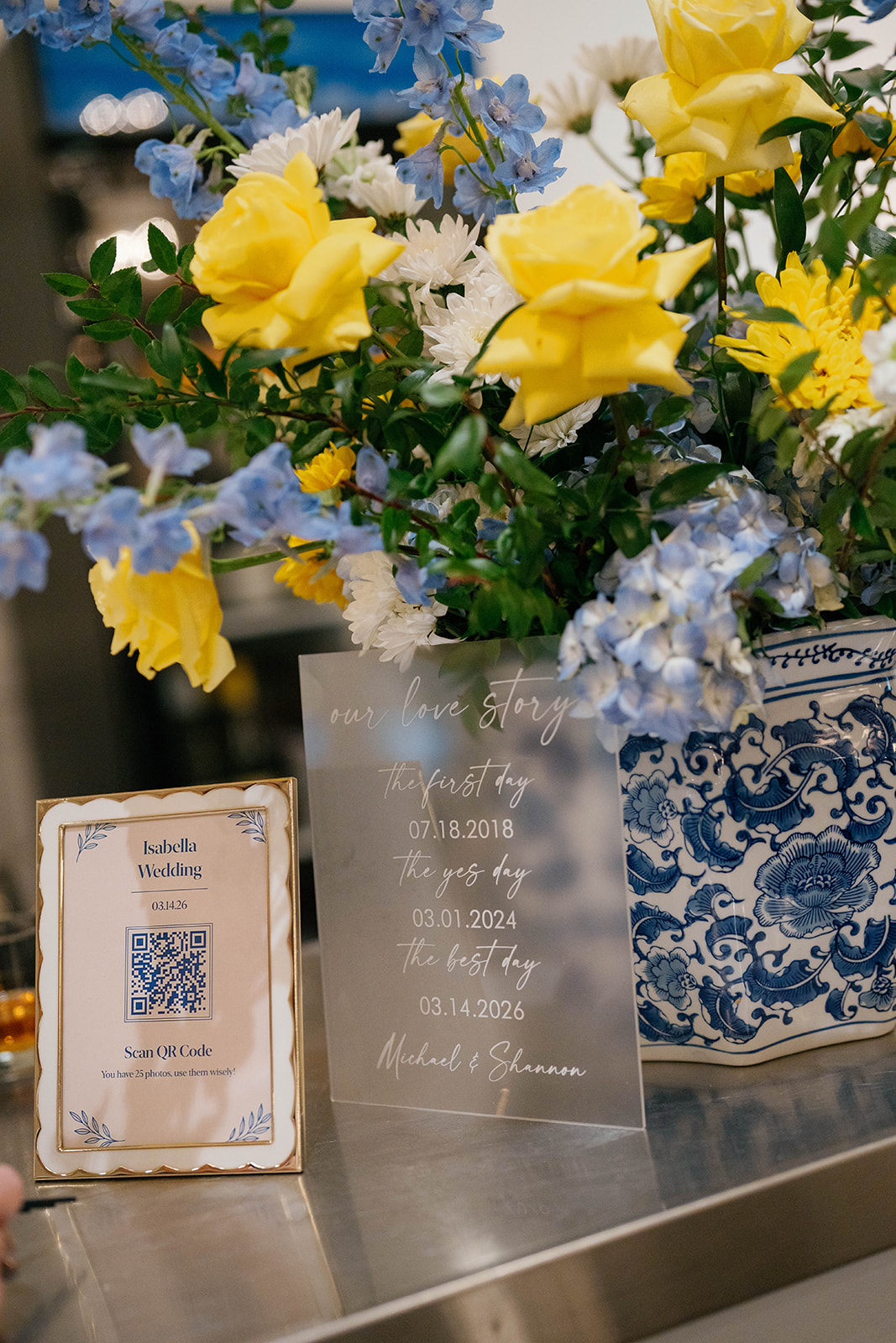 Reception floral and signage