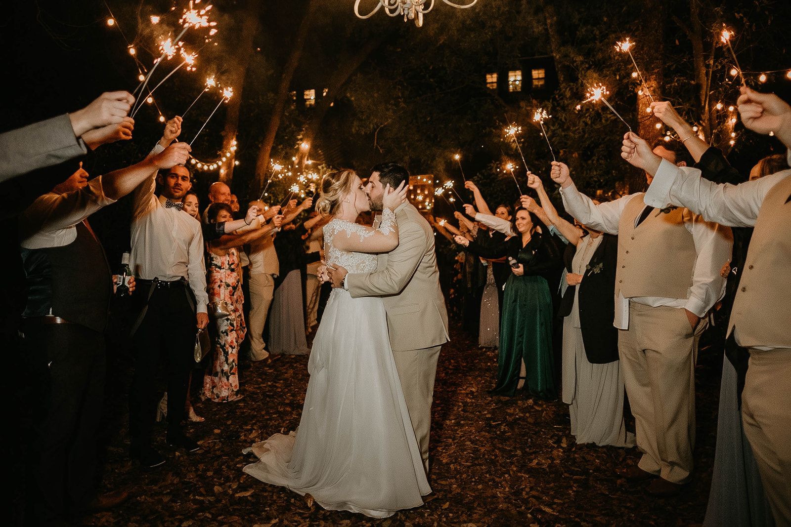 Bridle Oaks Barn Central Florida Rustic Wedding Sparkler Exit Photography