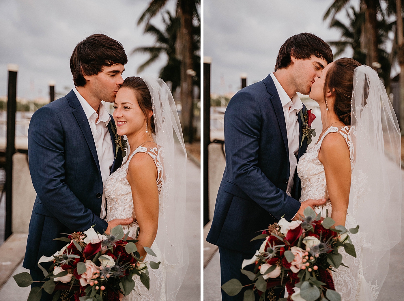 Groom kissing Bride Portrait Out of the Blue Celebrations Wedding Photography captured by South Florida Wedding Photographer Krystal Capone Photography 