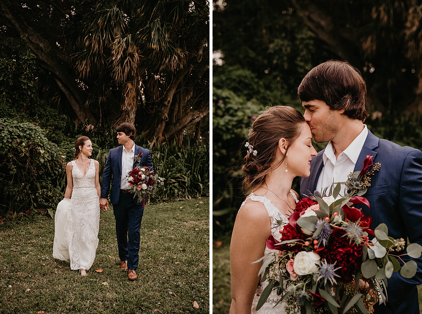Bride and Groom portrait on green field Out of the Blue Celebrations Wedding Photography captured by South Florida Wedding Photographer Krystal Capone Photography 