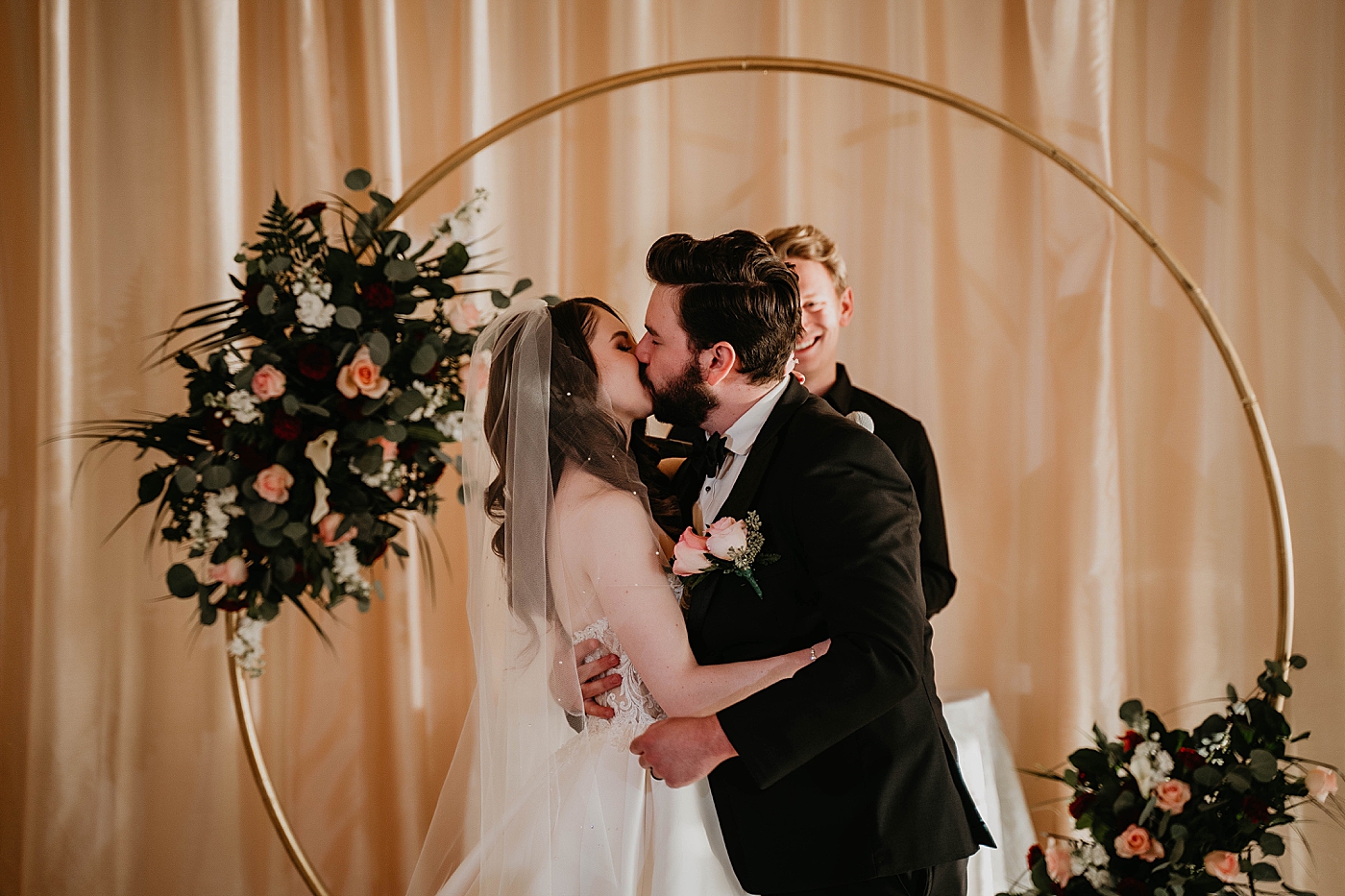 Just married Bride and Groom kiss Ceremony Breakers West Wedding Photography captured by South Florida Wedding Photographer Krystal Capone Photography 