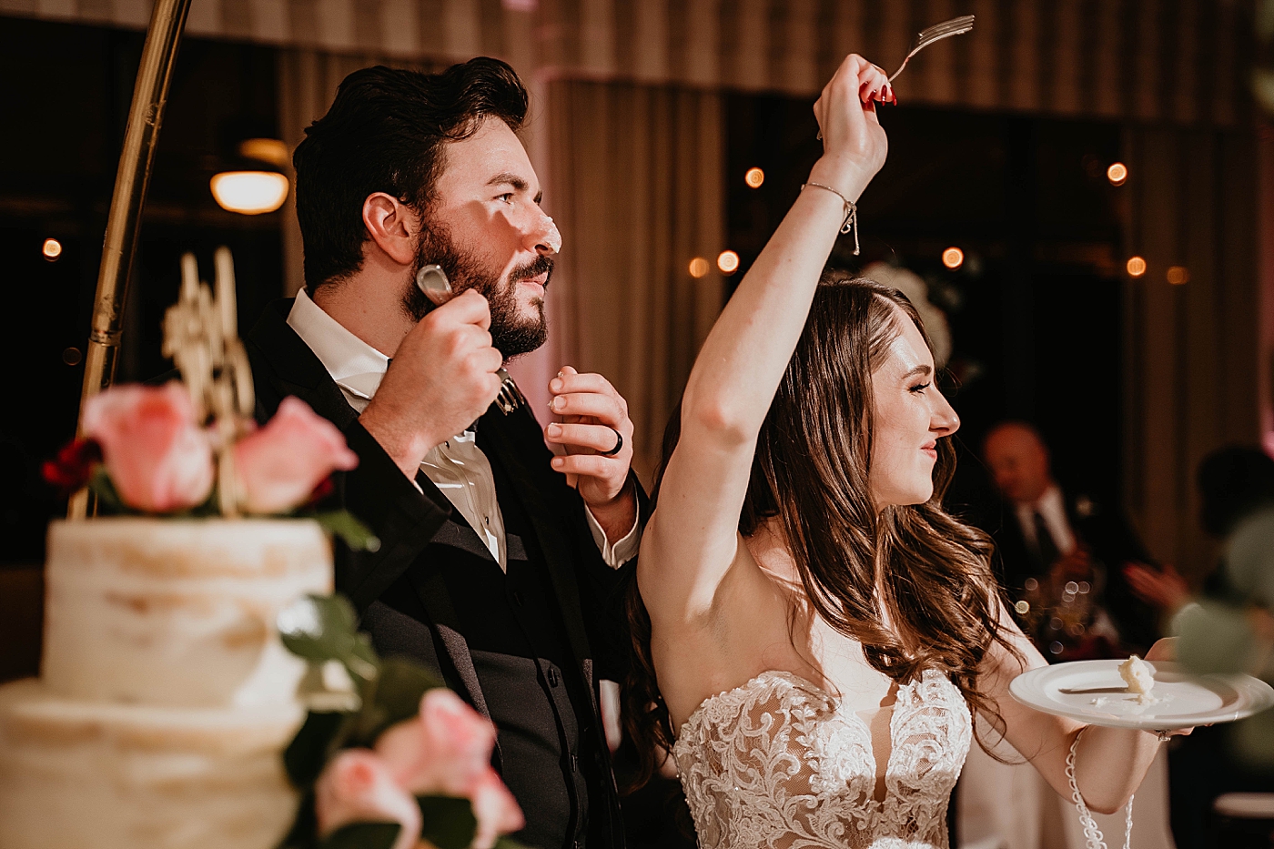 Bride and Groom after cake cutting Breakers West Wedding Photography captured by South Florida Wedding Photographer Krystal Capone Photography 