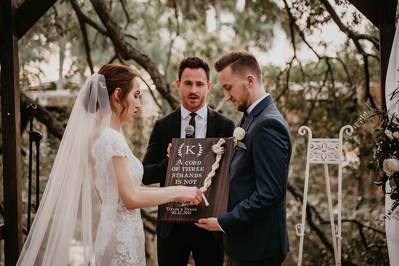 Bride and Groom doing knot unity ceremony Living Sculptures Sanctuary Wedding Photography captured by South Florida Wedding Photographer Krystal Capone Photography 