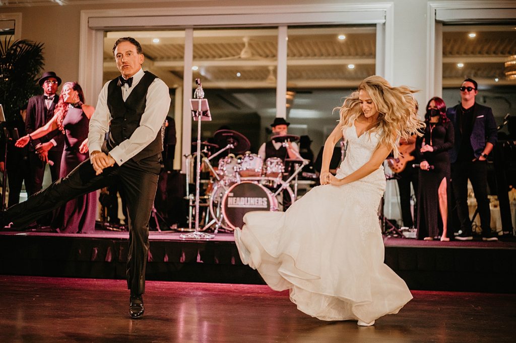 Intense choreographed Father daughter dance at Reception Pelican Club Wedding Photography captured by South Florida Wedding Photographer Krystal Capone Photography