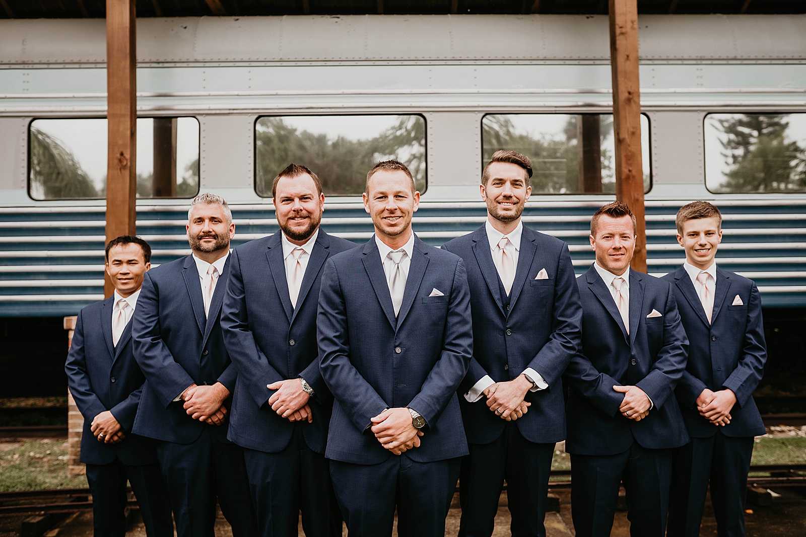 Groomsmen in formation portrait