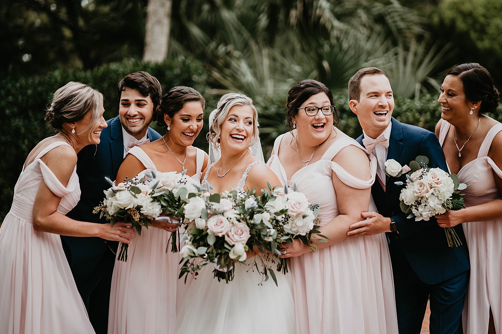 Bride and Bridesmaids posing together