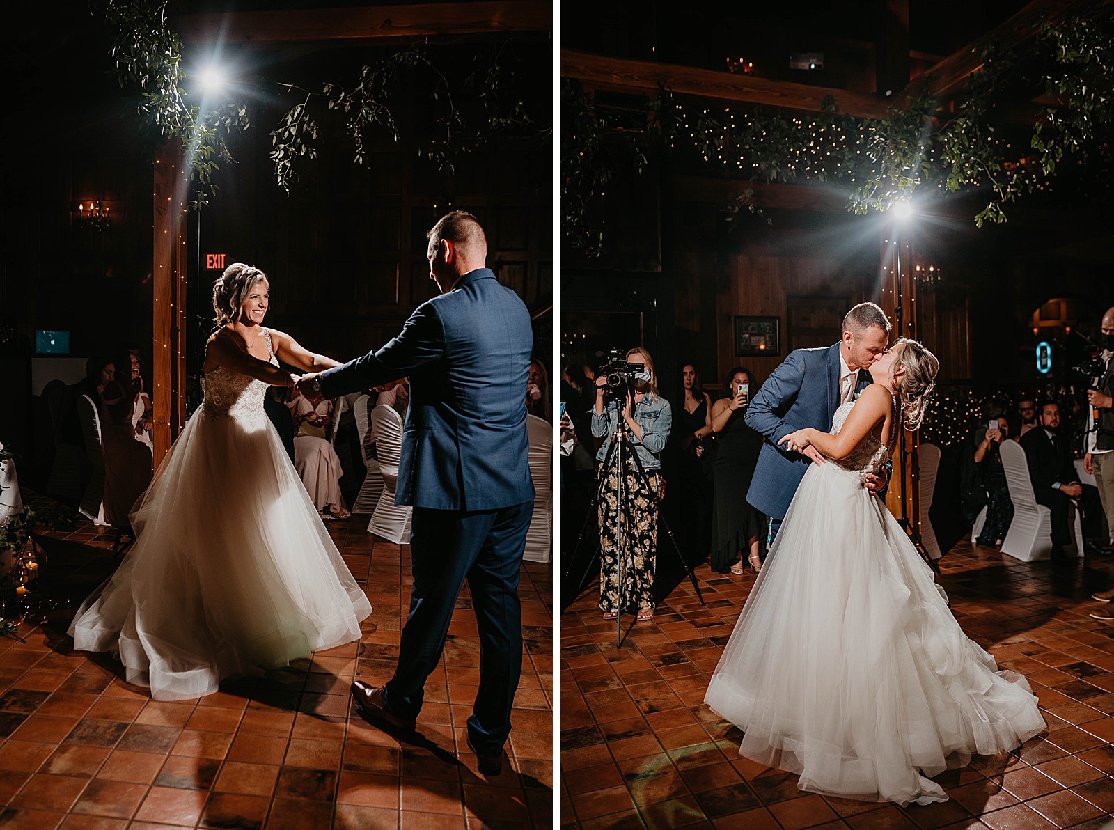 Bride and Groom First Dance and kissing