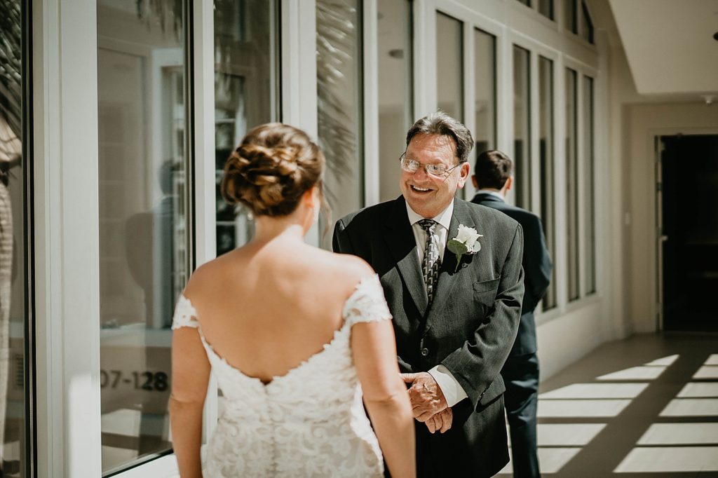Fathers reaction to seeing Bride in wedding dress