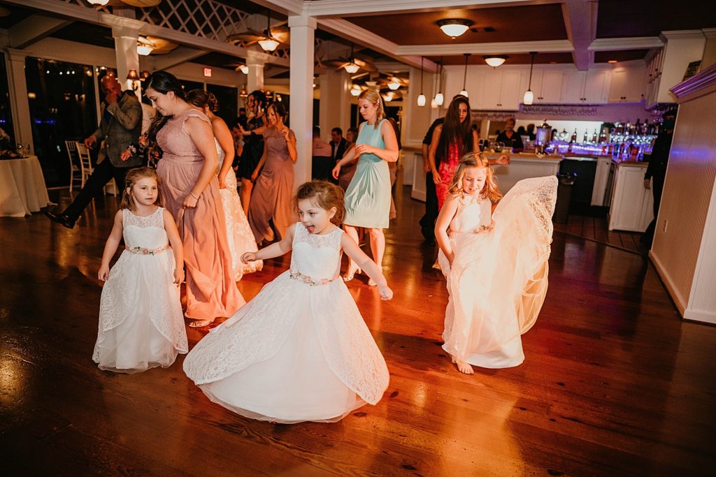 Flower girls dancing at Reception